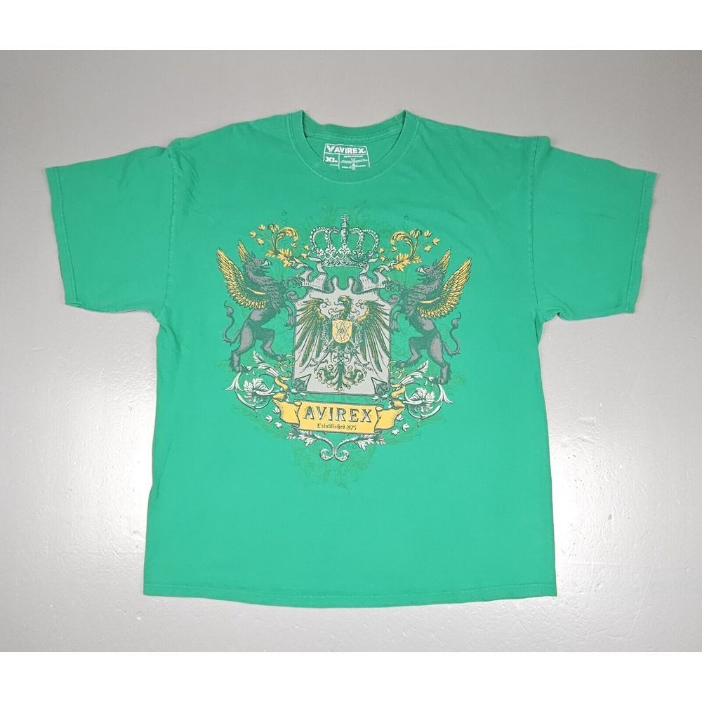 Vintage Avirex T-Shirt Mens XL. Crown‎ & Crest Green Short Sleeve Hip Hop Urban